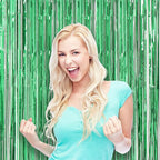 3 Pack 3.3 x 8.2 ft Laser Green Foil Fringe Backdrop Curtains, Tinsel Streamers Birthday Party Decorations, Fringe Backdrop for Graduation, Baby Shower, Gender Reveal, Disco Party