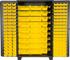 Jamco Tool Storage Cabinets with Bin Mounts, Model DP, 155 Bins, 48-Inch W x 24-Inch D x 78-Inch H, Yellow Bins