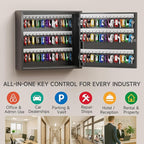 WeHere Key Lock Box for 90 Keys, Wall Mount Key Cabinet with Color Key Tags, Steel Key Storage Box with Lock, Key Holder Organizer for Home, Office, Apartment, Property Management