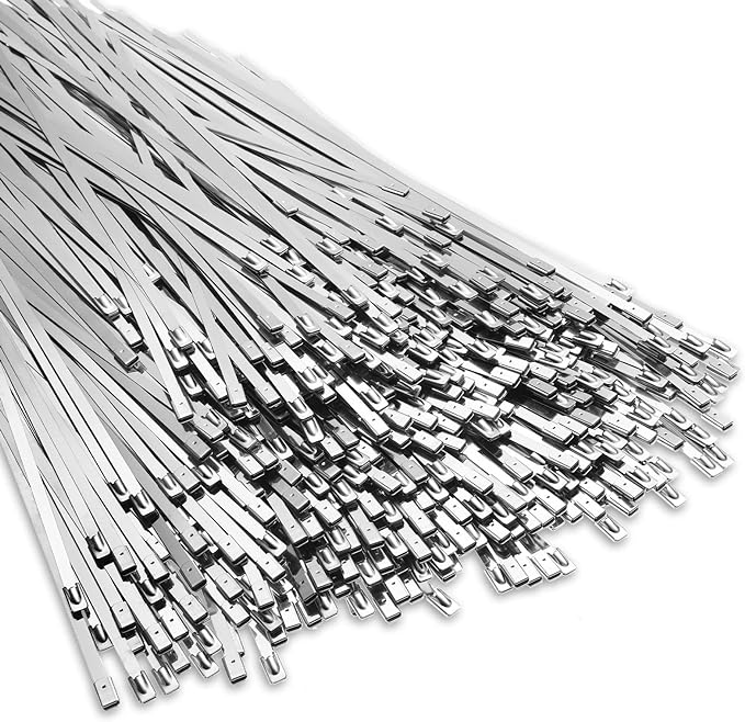 LEIFIDE 500 Pcs Metal Zip Ties 304 Stainless Steel Zip Ties Heavy Duty Self Locking 220 Pound Tensile Strength Cable Suitable for Exhaust Wrapping Fence Outdoor Workshop Canopy(13.8 Inch)