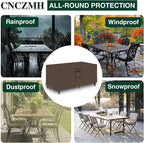 Heavy Duty Patio Furniture Covers Waterproof, 600D Outdoor Furniture Cover Waterproof for Sectional Sofa Couch, Outdoor Dining Table and Chair Set Covers 62''L x 42''W x 28''H, Brown