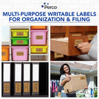 Perco Kraft Brown 3x5 Inch Perforated Sticker Labels — 500 Stickers/Roll — Natural, Cardboard-Like Surface with Permanent Adhesive for Product Labeling, Packaging, Crafting, DIY Projects — Made in USA