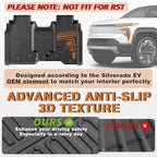 TripleAliners Floor Mats All Weather Liners Compatible with 2024 2025 2026 Chevrolet Silverado EV WT Version Accessories 1st & 2nd Row Full Set Floor Liners TPE Heavy Duty Custom Fit Car Mats