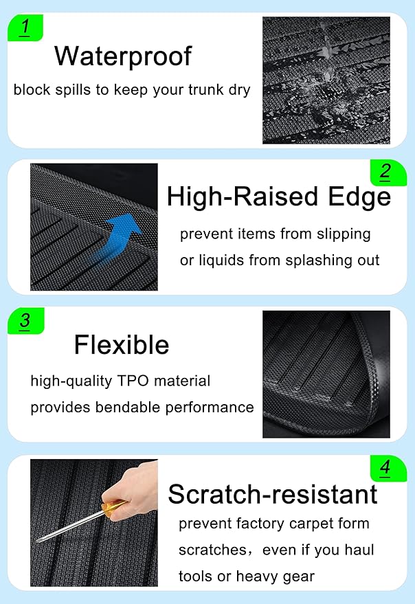 Escape/MKC Cargo Liners - All-Weather Rear Trunk Tray Floor Mat Compatible with Ford Escape 2013-2019/Lincoln MKC 2015-2019, 3D Custom Fit Waterproof Durable Odorless Flexible TPO Accessories