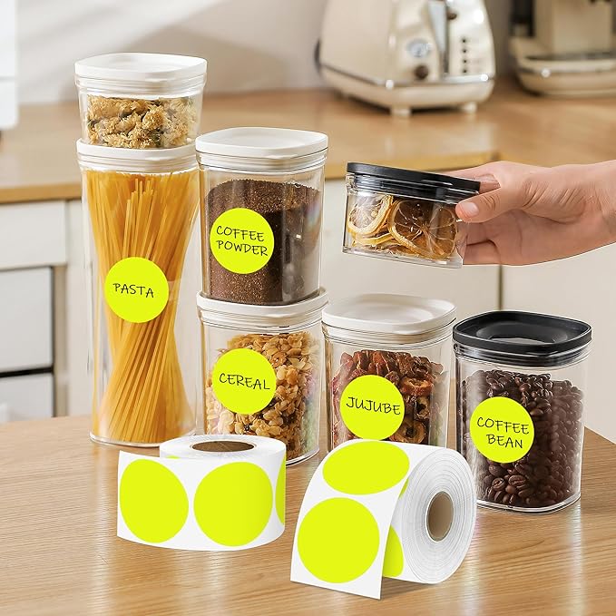 500 Pcs 2 Inch Color Code Labels, Fluorescent Yellow Permanent Circle Stickers, Durable, High Visibility for Office, Industrial, and Home Organization