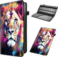 Car Registration and Insurance Holder, Leather Car Glove Box Organizer, Cool Car Accessories for ID, Driver's License Cards & Essential Document,business cards,Men&Women,Watercolor Lion