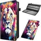 Car Registration and Insurance Holder, Leather Car Glove Box Organizer, Cool Car Accessories for ID, Driver's License Cards & Essential Document,business cards,Men&Women,Watercolor Lion