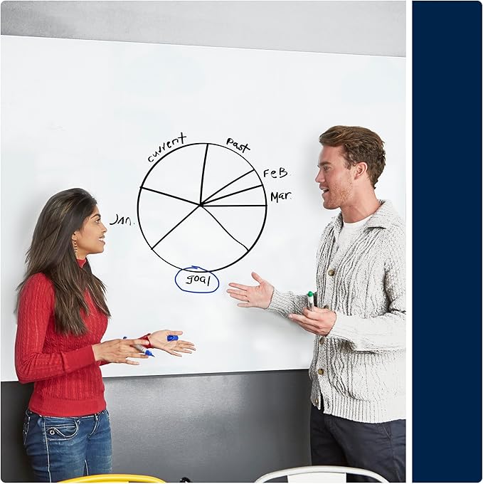 Quartet Magnetic Glass Dry Erase White Board, 4' x 3' Anti-Glare Whiteboard for Wall, InvisaMount Frameless, White (Q014735F01IMW)