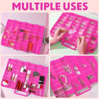 Juexica 2 Pcs Large 48 Grids Plastic Storage Bead Organizer Box, Tackle Box, Compartment Organizer Container with Adjustable Dividers for Jewelry Art Crafts Toys Screw Small Parts(Pink)