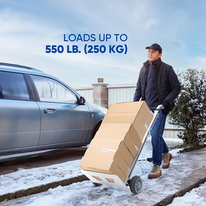 Olympia Tools 500LB Aluminum Appliance Folding Hand Truck - Foldable Heavy Duty Moving Furniture Dolly Cart with 2-Wheels 8" TPR & Ergonomic Handle - Light Weight Trolley Hand Trucks for Moving