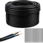 100FT Split Wire Loom Tubing, 3/4 Inch Wire Protector Tubing, Automotive Wire Flexible Conduit Cord Covers with 20 Cable Ties for Automotive Marine RV Agriculture Electrical Cable Protection