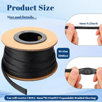 Pangda 300 Feet 1/4 Inch Wire Loom PET Expandable Braided Sleeving Braided Sleeve for TV, Computer, Home Theater (Black)