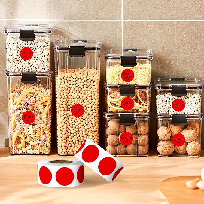 PARLAIM 3/4 Inch Color Coding Label Stickers,500PCS Circle Inventory Sticky Dots Sticker in Dispenser Box,Red Adhesive Round Dot Labels for Office Home (Red)