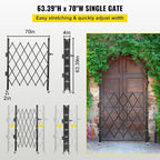 VEVOR Folding Security Door, 63.39" H x 70" W Accordion Gate, Steel, 360 Rolling Barricade, Scissor Gate/Door with Padlock