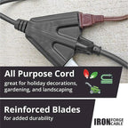 Iron Forge Cable 14 Gauge Outdoor Extension Cord 10 Ft with 3 Power Outlets, SJTOW 14/3 Heavy Duty Black 3 Prong, Oil Resistant & Flame Retardant