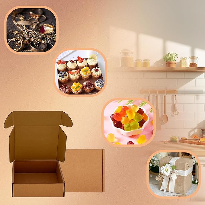 Shipping Boxes 6x5x2 inch 50 Pack,Brown Corrugated Boxes Mailer Packaging for Mailing Small Business，E-Commerce Gift Boxes for Wrapping Present Moving Storage Heavy Duty Recycled Cardboard Boxes