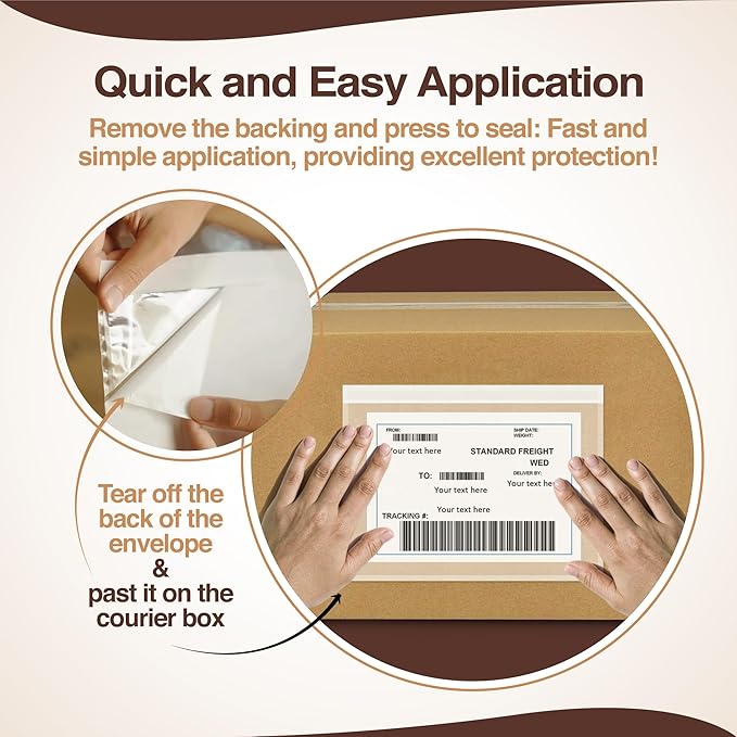7x10 Shipping Label Sleeves 300 Pack- Strong Adhesive Back for Secure Packing List Envelopes, Protects Documents, Packing Sleeves for Mailing and Packaging -WaterProof and Durable