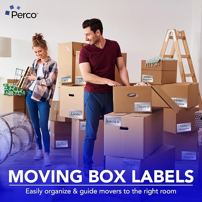 Perco Metallic Silver 3x5 Inch Perforated Sticker Labels — 150 Stickers Per Roll — with Permanent Adhesive for Product Labeling, Gift Boxes, Event Signage, Decorative Packaging & More — Made in USA
