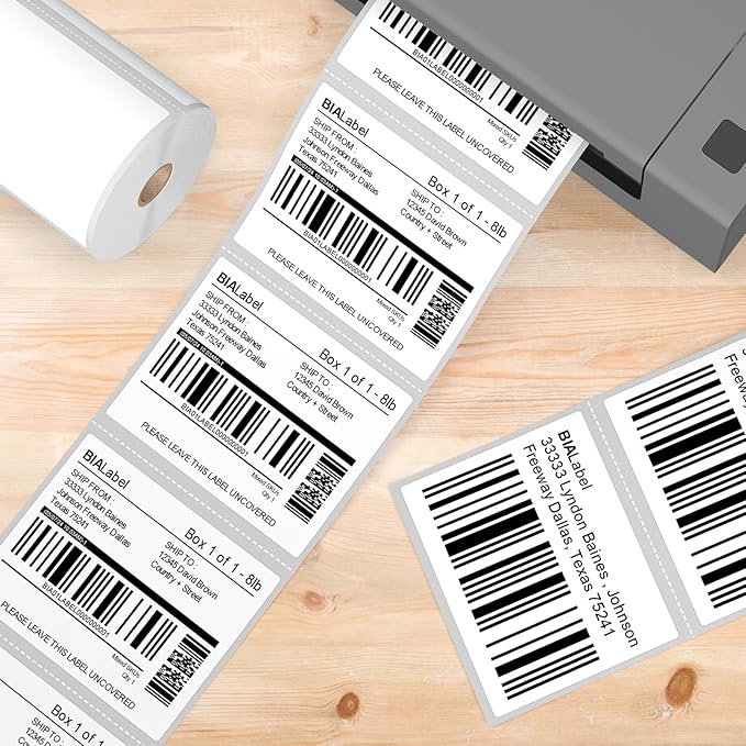 12 Rolls 4" X 3" Thermal Labels, 500/Roll - Direct Thermal Labels Compatible with Zebra & Rollo Printers, BIAlabel
