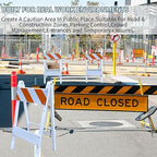 BESEA Folding Traffic Barricade, 45" A-Frame Safety Barrier with 8"x24" Top Panel and 8"x24" Bottom Panel, Heavy-Duty Plastic Construction for Road Work, Parking Lots, Events, and Crowd Control
