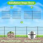 INJOPEXI Decorative Garden Fence 6 Panels 11.8ft(L)×24in(H) Garden Fences with 6 Panels Rustproof Metal Wire No Dig Temporary Animal Barrier Fencing Dog Fence for Yard Outdoor Patio - Without Gate