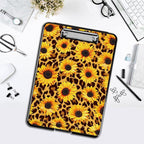 Clipboard with Storage,Office Supplies Nursing Clipboards Folder with Pen Holder Plastic Foldable Clip Board with Storage for Nurse Teacher,Sunflower Leopard Print