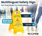 Alpine Wet Floor Signs 3 Pack - 24 Inch Caution Wet Floor Sign, High Visibility Yellow Slippery When Wet Sign - Bilingual Safety Warning Sign to Easily Avoid Slippery Accidents in High Traffic Areas