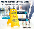 Alpine Caution Wet Floor Sign, 24 Inch High Visibility Yellow Slippery When Wet Sign - Bilingual Safety Warning Sign to Easily Avoid Slippery Accidents in Businesses & High Traffic Areas