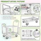 Platform Truck Cart with Cage 2-Door Design 7 in 1 Mutipurpose Handcart with 5" Wheel 39"x25" Large Uitility Cart, Mesh Plate w/Removalble Fence 6-Side, Load 2000lbs for Grocery/Laundry/Stall/Storage