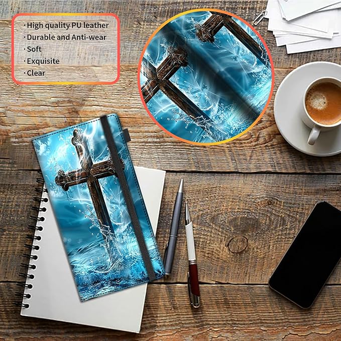 Car Registration and Insurance Holder,Leather Vehicle Glove Box Organizer Wallet for Document,Perfect for any Car,Truck,Motorcycle,Driver License,Trailer or Boat,Men & Women,Wooden Christian Cross