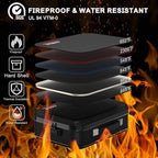 JUNDUN Fireproof Document Box,Hard Case Fireproof Document Organizer with Lock，Home Travel Portable Fireproof Safe Storage Box Case for Letter Size Documents,Files,Papers and Passport,Black