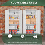 Greenvelly Metal Garage Storage Cabinet with Wheels, 73" White Steel Rolling Cabinet with 2 Door Lock and Adjustable Shelves,Locking Storage Cabinet for Garage Home Office Utility Room