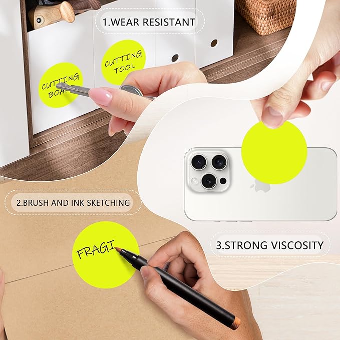 500 Pcs 2 Inch Color Code Labels, Fluorescent Yellow Permanent Circle Stickers, Durable, High Visibility for Office, Industrial, and Home Organization