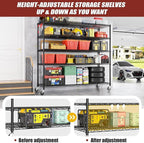 PrimeZone 5 Tier 80.7" H x 55.5" W x 24" D Wire Shelving with Wheels 3000lbs NSF Certified Storage Shelves Heavy Duty Metal Shelf Adjustable Rolling Rack Commercial Garage Restaurant Warehouse 6Pack