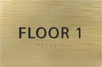 6" X4" Floor 1 Sign - ADA Compliant Tactile Graphics Grade 2 Braille Text | Wall Mount Plastic Directional Assistance, Floor Number Sign for Office, Schools, Hospitals, Apartments
