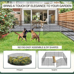 10 Panels Tall Garden Animal Barrier Fence with Gate, 42 in(H) X 24.5 ft(L) No Dig Decorative Garden Fence Outdoor for Yard, Heavy Duty Rustproof Metal Edging Border for Dog, Rabbits