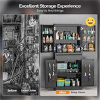 VINGLI Metal Storage Cabinet with 4 Doors & 1 Drawer, 71'' Steel Locking Cabinet with 6 Door Hanging Shelves and Adjustable Shelves for Garage, Warehouse, Home Kitchen, Dining Living Room (Black)
