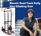 Hand Truck Dolly – 6 Years in Service – Stair Climbing Cart, Stair Climber Cart 460 Lb Capacity All Terrain Stair Dolly Heavy Duty with Telescoping Handle and 6 Wheels (Black) 2 Climbing Ropes