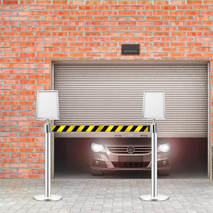 VICASKY Stanchion Sign Holder Queue Barrier Crowd Control Barriers Retractable Rope Supermarket Entrance Security Tape Belt Steel Ropes Heavy Duty Stanchions Holder Stainless Frame Stand