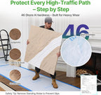 39" x50' Heavy-Duty Floor Protection | Construction Grade Carpet Protector | Drop Cloth Plastic Film for Hardwood Floors | Waterproof Painters Covering with No Residue(Ice Blue)
