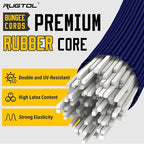 Bungee Cords with Hooks, 48 Inch Adjustable Blue Bungee Cords with Carabiner Heavy Duty Outdoor, 8mm Thick Easy to Adjust Bungee Rope UV Resistant for Truck Bed, Bike Rack, Trash Can, Moving, 6 Pack