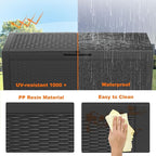 120 Gallon Resin Deck Box, Lockable Patio Outdoor Storage Box for Furniture, Garden Tools and Tools Storage, Waterproof Outside Storage Boxes - Black