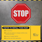 Mighty Line Stop Floor Sign Sticker for Safety, Warning, Heavy-Duty, Peel and Stick, Adhesive, Industrial Quality, 24"