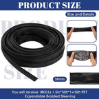 Pangda 50 Feet 1.5 Inch Wire Loom PET Expandable Braided Sleeving Braided Sleeve for TV, Computer, Home Theater (Black)
