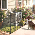 Metal Garden Fence 48in (H) x 20.3ft (L), 8 Panels + 9 Stakes Dog Fence Border Fence Animal Barrier, No Dig Garden Fencing for Yard Flower Bed Lawn Patio Outdoor, CTW4808 Black