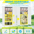 Pataku Metal Storage Cabinet, Garage Cabinet with Doors and Shelves Lockable Steel Multifunctional Cabinets, White File Cabinets for Home, Office, Garage, Warehouse