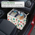 VENO 2 Pack Christmas Cooler Bag Insulated Reusable Grocery Shopping Bag, Food Delivery, Heavy Duty, Large Size, Durable Handles, Double Zippers, Lid, Collapsible (Jingle Mix, 2 Pack)