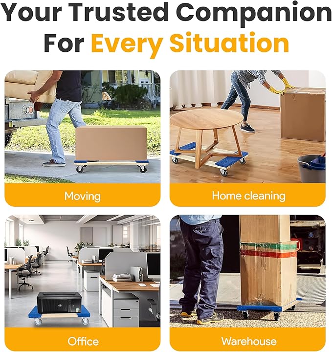 Heavy Duty Furniture Dolly Fully Assembled with Four Wheels- 30" x 18"- 900 Pound Capacity for Easy Moving and Transport