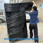 Black Pallet Wrap Stretch Film: 4 Pack Moving Wrapping Plastic Roll with 2 Handles, 18" Strength up to 800%, 80 Gauge Thick Shrink Wrap Roll for Pallet Packaging, Transportation, Stability, Protection