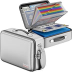 DocSafe Fireproof Document Box with Lock, Hard Case File Organizer with Accordion File Folder, Fireproof Water Resistant Safe Box Home Office Travel Storage for Important Documents Laptop Silver